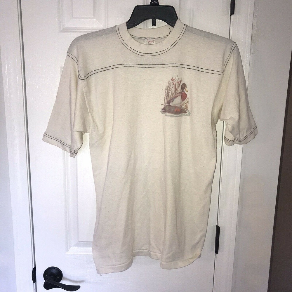 Vintage Sport-T By Stedman Duck T-Shirt M Cream Single Stitch